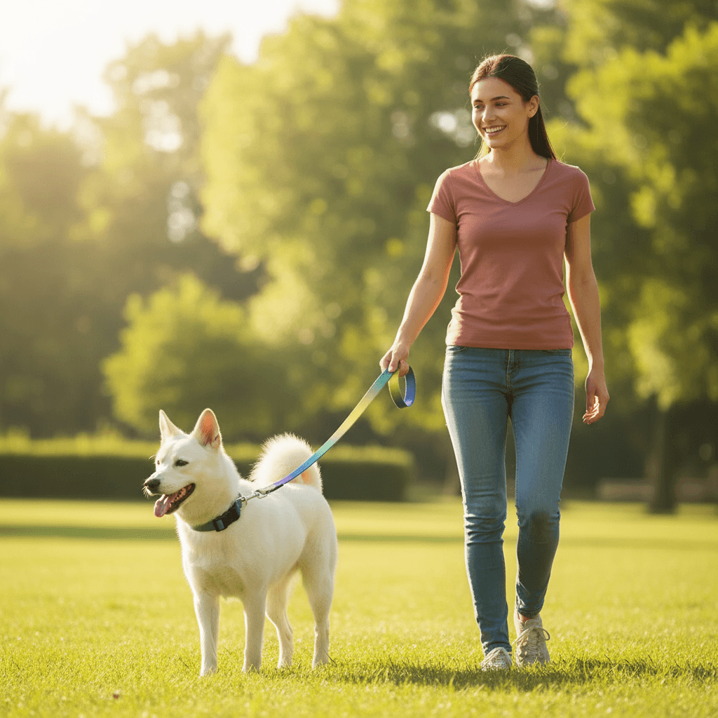 dog with multi-color dog leash + collar sets