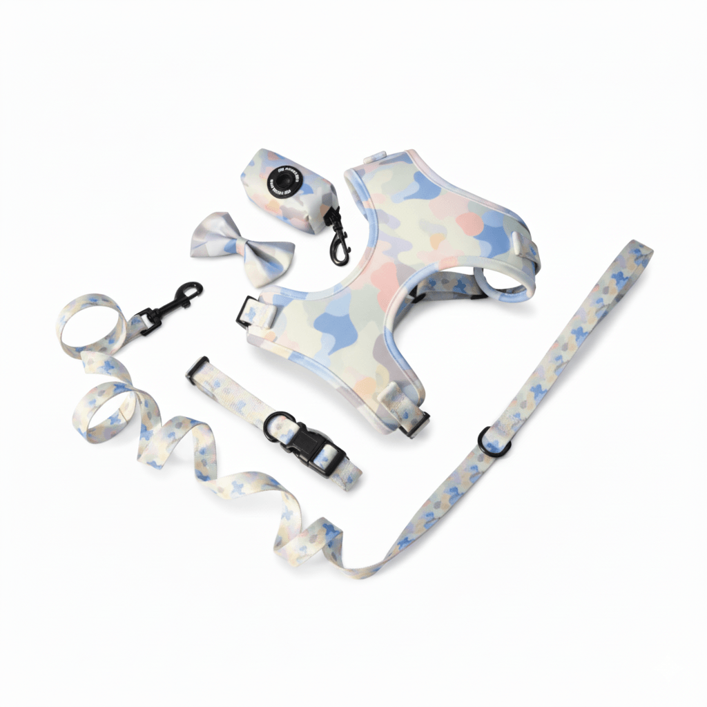 white -muti colors dog harness sets for the plus size dogs