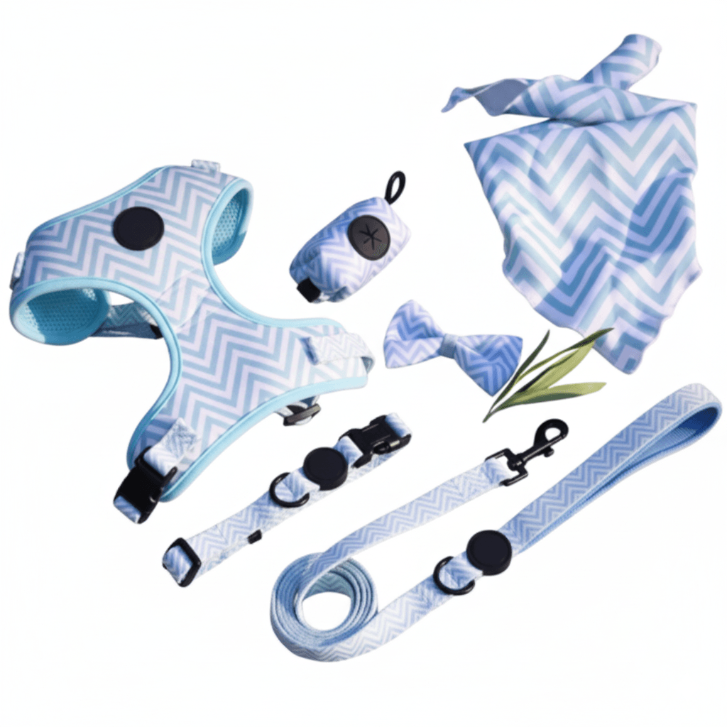 water-blue dog harness sets