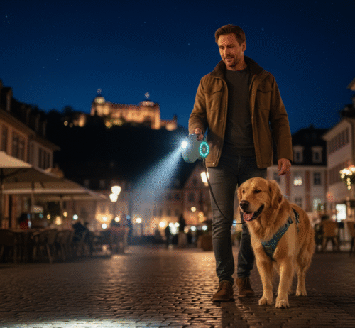 Retractable Dog Leash with LED Light with dog