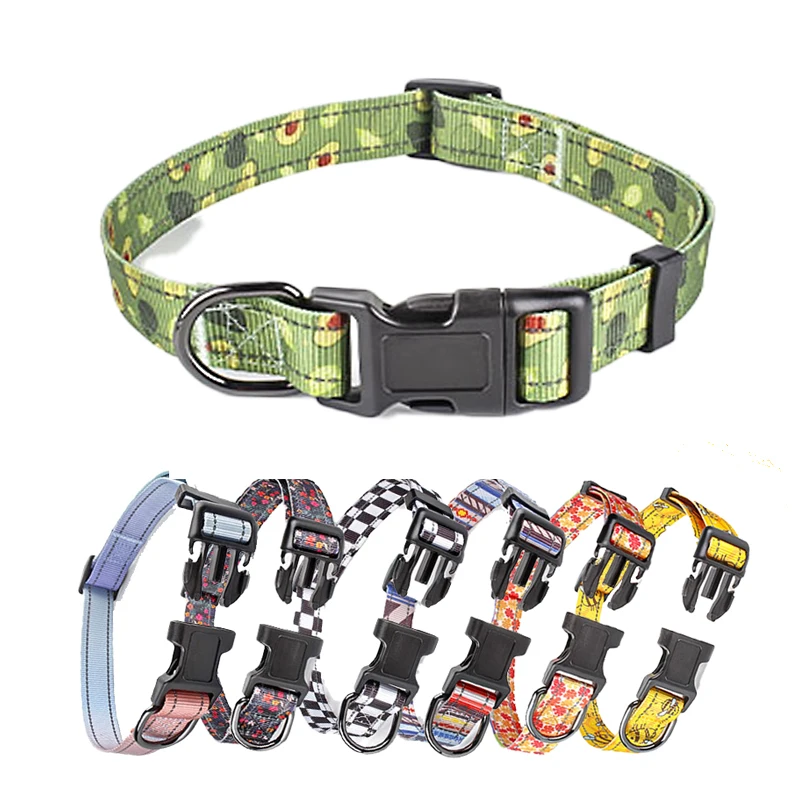 2025 Custom Reflective Dog Collars New Releases Printed Sublimation Design Personalized Nylon Wholesale