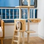 A large, multi-level cat tree with integrated cat condos and sisal scratching posts, suitable for big cats.