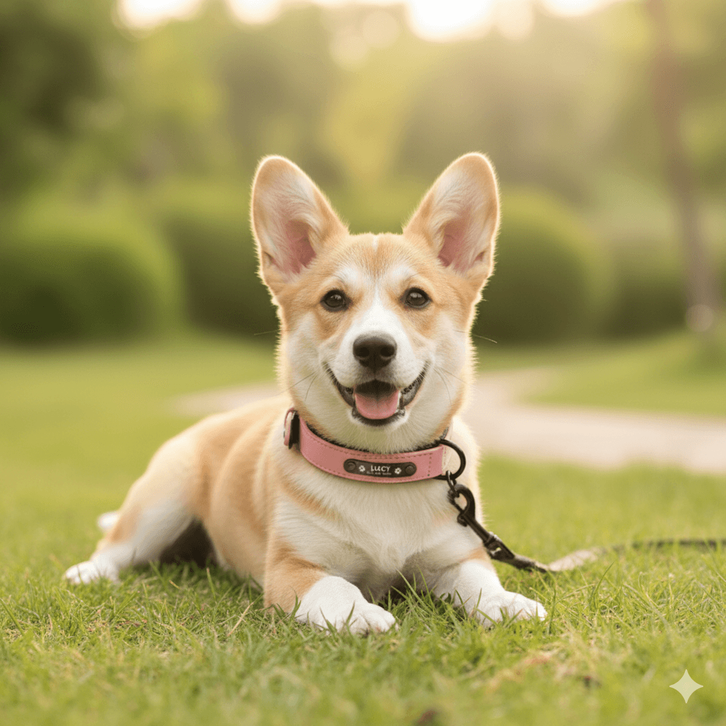 ID dog collar with leather Material Customized Modern Print Reflective Pet Supply