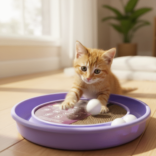 Cat Scratching Board with Rolling Ball Track