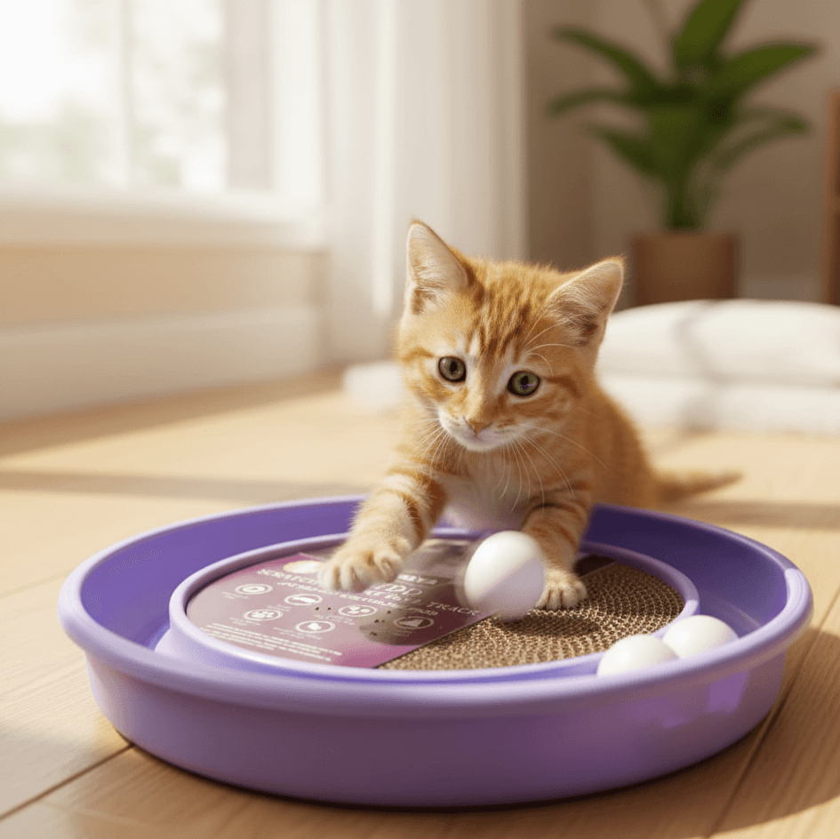 Cat Scratching Board with Rolling Ball Track