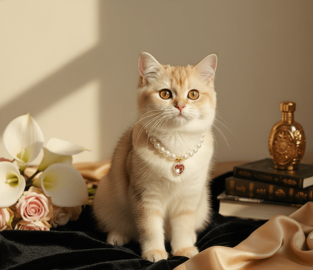 Elegant Pet Necklace, Pearl Pet Necklace, Diamond Heart Pendant, Pet Wedding Jewelry, Special Occasion Pet Collar, Luxury Pet Accessories