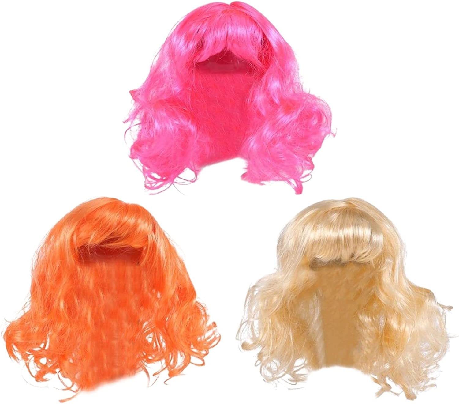 color pink , orange and gold color pet wig