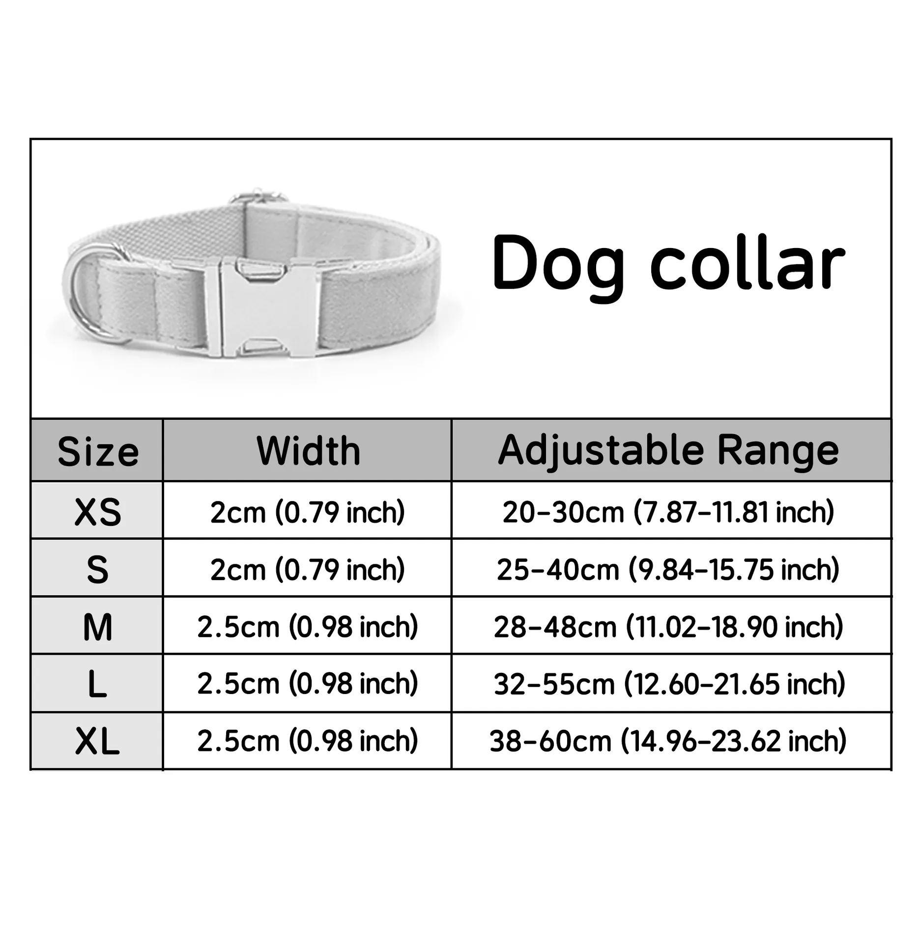 size for the dog collar