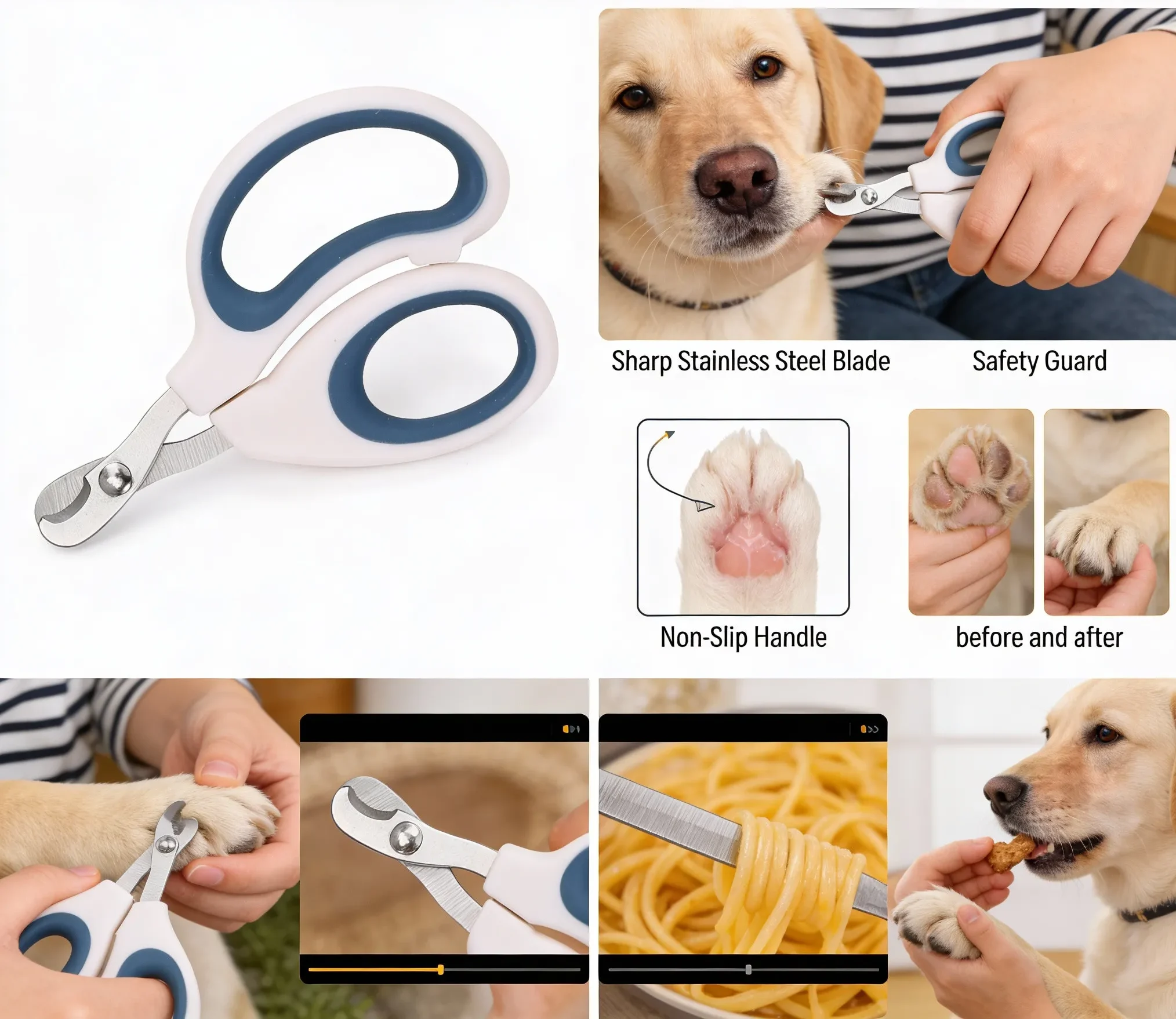 person using the stainless steel nail clippers cutting nails for dog