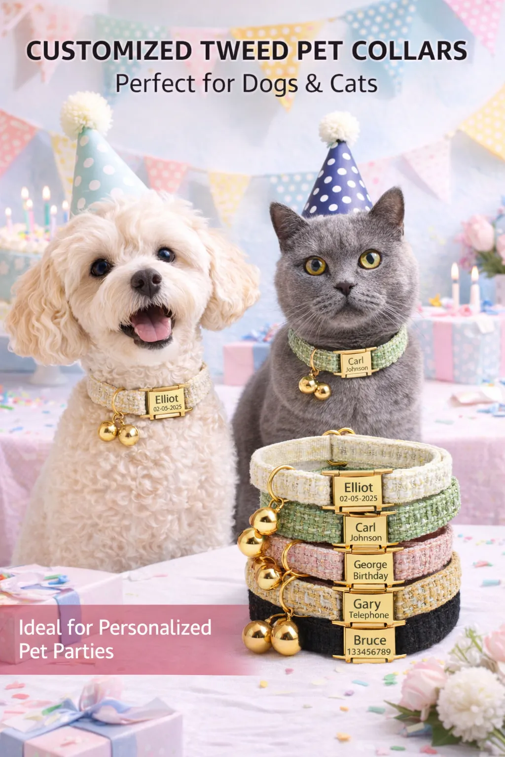 Customizable Dog ID Collar for Parties - Unique & Affordable Luxury Pet Accessory