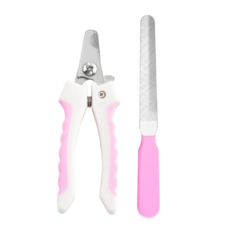 Sku 24 small size pink white nail clippers + files