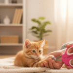 mage 1: Close-up of gentle trimming with a focus on the product and paw