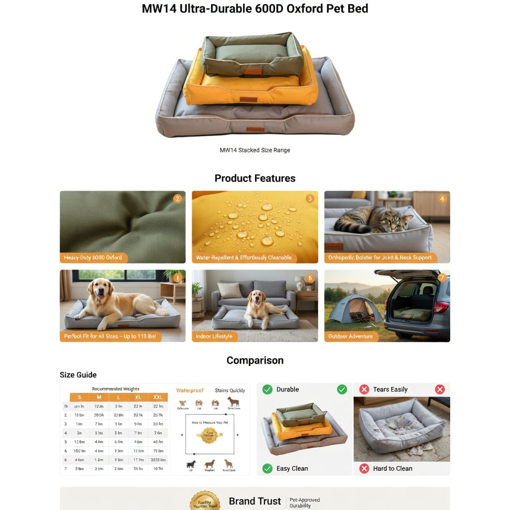 600D Oxford waterproof dog bed size chart and show 600D Oxford waterproof best dog bed size chart